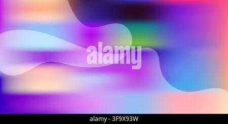 Abstract background with soft fluid shapes and vibrant holographic color gradients for modern design Stock Vector