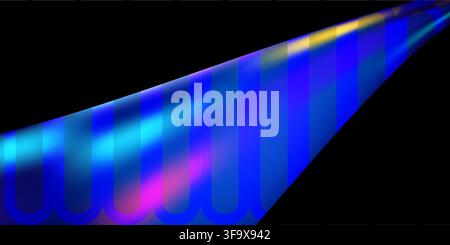 Abstract beam of vibrant blue and purple light glowing against a dark black background Stock Vector