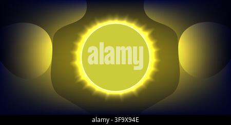 Abstract background with a glowing yellow oval frame and soft light on dark blue Stock Vector