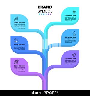 Infographic template with icons and 6 options or steps. Abstract plant. Can be used for workflow layout, diagram, banner, webdesign. Vector illustrati Stock Vector