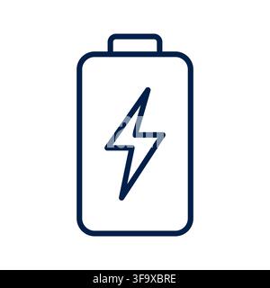 Battery Charging Outline Icon with Lightning Bolt Symbol for Energy and Power Technology. Stock Vector