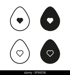 Egg heart drop abstract vector set features simple shape outline. It represents creative love care concept eps 10 Stock Vector