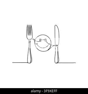 Knife drawing with black outline isolated on white background vector illustration Stock Vector