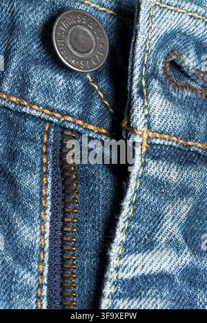 Levi's zip fly on men's blue jeans Stock Photo