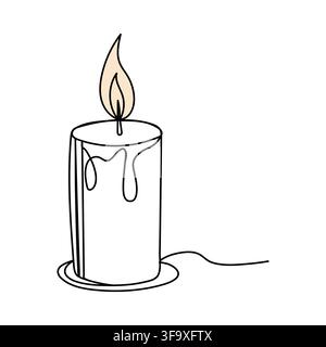 memorial day one continuous line drawing of candle vector illustration. design with white background Stock Vector