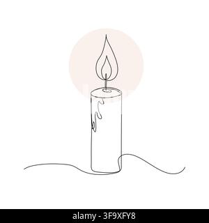 memorial day one continuous line drawing of candle vector illustration. design with white background Stock Vector