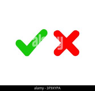 Modern Check Mark And Cross Vector Icon Choice Symbol Stock Vector