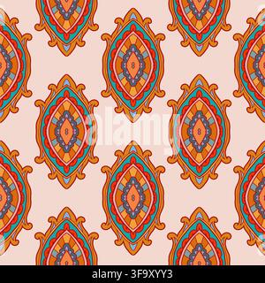 Pink Orange Bohemian Damask Medallion Stock Vector