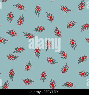 Light Blue Tossed Floral Sprigs Stock Vector