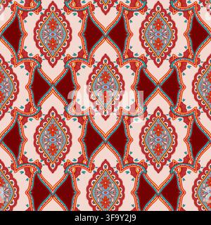 Light Pink Folk Damask Ornament Stock Vector