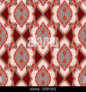 Light Pink Folk Damask Ornament Stock Vector