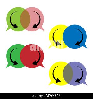 Colorful Venn diagram chat speech bubble collection with colorful vector graphic. eps 10. Stock Vector