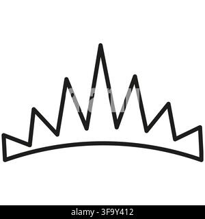Crown tiara line vector shape features simple royal sign. It represents creative king symbol. eps 10 Stock Vector