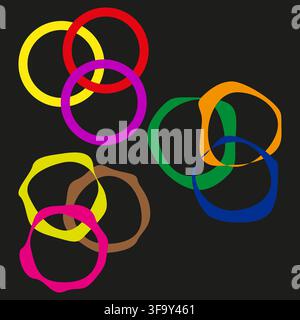 Circle ring link vector set features colorful overlap shape. It represents creative connection loop. eps 10 Stock Vector