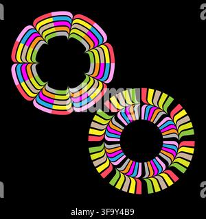 Ring circle ribbon segment layer 3d wave geometry pattern eps 10 Stock Vector