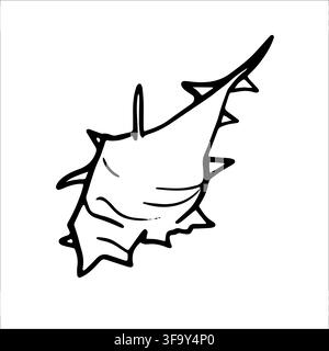 Various Seashells set. Different shapes. Outline modern sticker style.The drawing conveys a sense of the ocean and its inhabitants Stock Vector