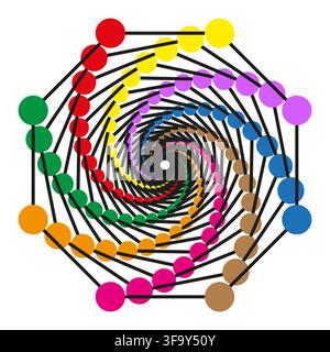 Dot line spiral vector shape features colorful connected network. It represents creative abstract web. eps 10 Stock Vector
