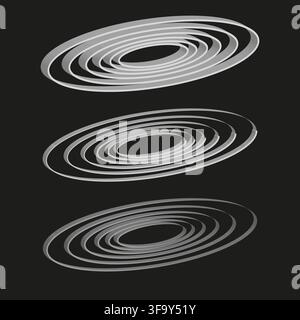 Spiral swirl disc vector set features isometric 3d galaxy. It represents creative abstract space. eps 10 Stock Vector