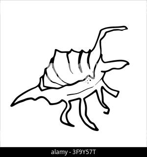 Various Seashells set. Different shapes. Outline modern sticker style.The drawing conveys a sense of the ocean and its inhabitants Stock Vector