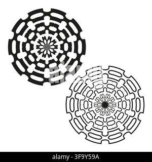 Gear wheel mandala vector set features geometric abstract pattern. It represents creative industrial sign. eps 10 Stock Vector