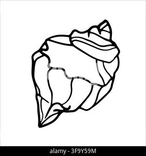 Various Seashells set. Different shapes. Outline modern sticker style.The drawing conveys a sense of the ocean and its inhabitants Stock Vector