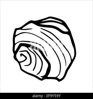 Various Seashells set. Different shapes. Outline modern sticker style.The drawing conveys a sense of the ocean and its inhabitants Stock Vector