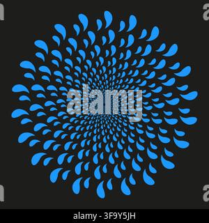 Water drop mandala vector shape features blue swirl pattern. It represents creative abstract flower. eps 10 Stock Vector