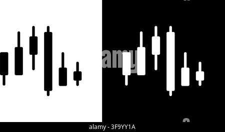 Candlestick Chart Solid Icon Set. Financial Market Analysis, Stock Trading, And Investment Strategy Silhouette Symbol Collection. Economic Growth Stock Vector