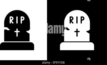 Tombstone With Rip Solid Icon Set. Memorial, Rest In Peace, And Grave Marker Silhouette Symbol Collection. Funeral And Remembrance. Isolated Vector Stock Vector