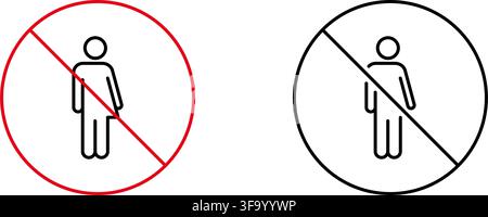 No Entry For Unauthorized Personnel Line Icon Set. Restricted Access And Security Warning Outline Symbol Collection. Safety And Compliance. Editable Stock Vector