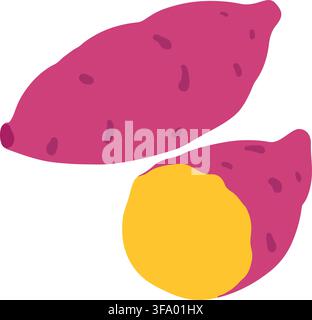 Flat colored simple sweet potatoes Stock Vector