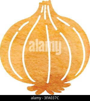 Watercolor onion vegetable icon simplified Stock Vector