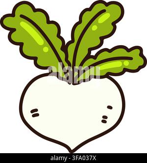 Cute and simple white radish Stock Vector