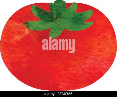Watercolor Tomato Illustration Isolated on White Background Stock Vector