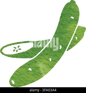 Watercolor cucumber vegetable icon simplified Stock Vector