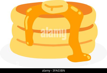 Simple and flat pancakes with syrup Stock Vector