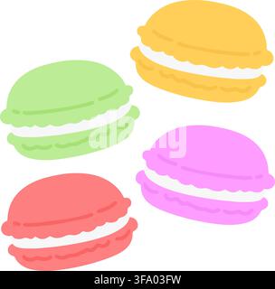 Simple and flat colored macaroons set Stock Vector