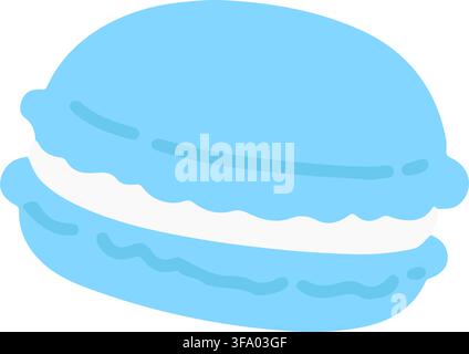 Simple and flat colored blue macaroon Stock Vector