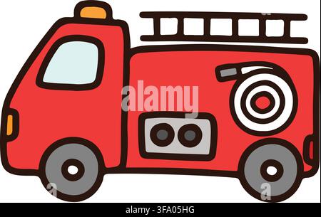 Simple and adorable fire truck illustration Stock Vector