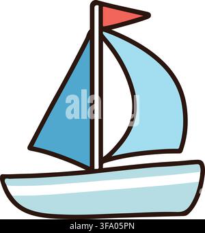 Simple and cute pastel blue boat illustration Stock Vector