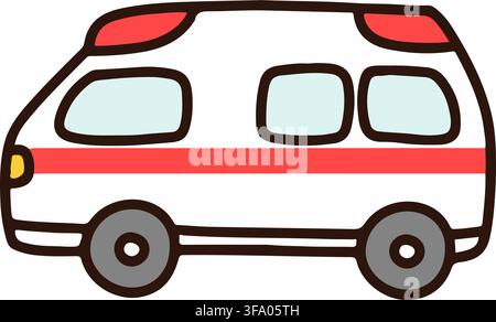 Outlined simple Japanese ambulance car Stock Vector