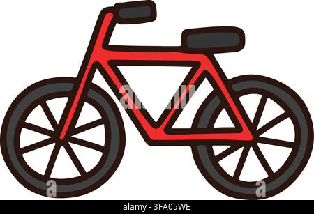 Simple and cute illustration of red bicycle Stock Vector