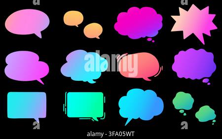 Simple and Pop Hand drawn Gradient Colored Speech Bubbles Stock Vector