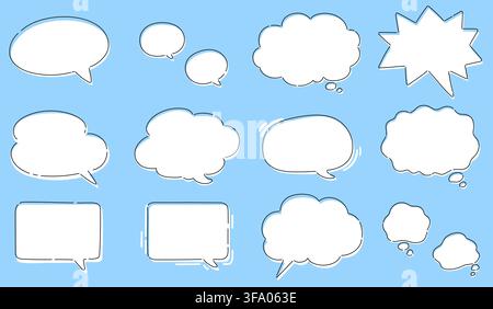 Simple and Pop Hand drawn Speech Bubbles with Outlines Stock Vector