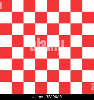 Red white checks form a seamless square tile grid repeat geometric pattern for backgrounds fabric wallpaper tablecloth and wrapping Stock Vector