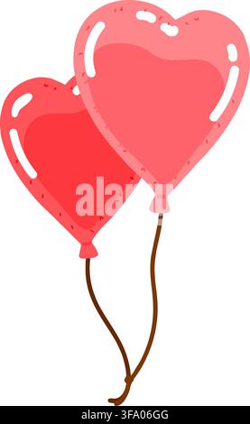 Simple hand drawn heart shaped balloons flat colored Stock Vector