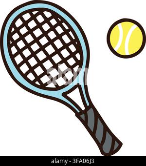 Simple and cute tennis racket and tennis ball Stock Vector