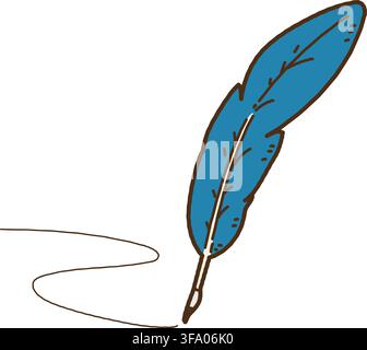 Simple hand drawn feather pen outlined Stock Vector
