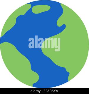 Simple hand drawn earth illustration flat colored Stock Vector