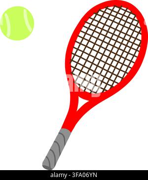 Simple hand drawn tennis racket and tennis ball flat colored Stock Vector